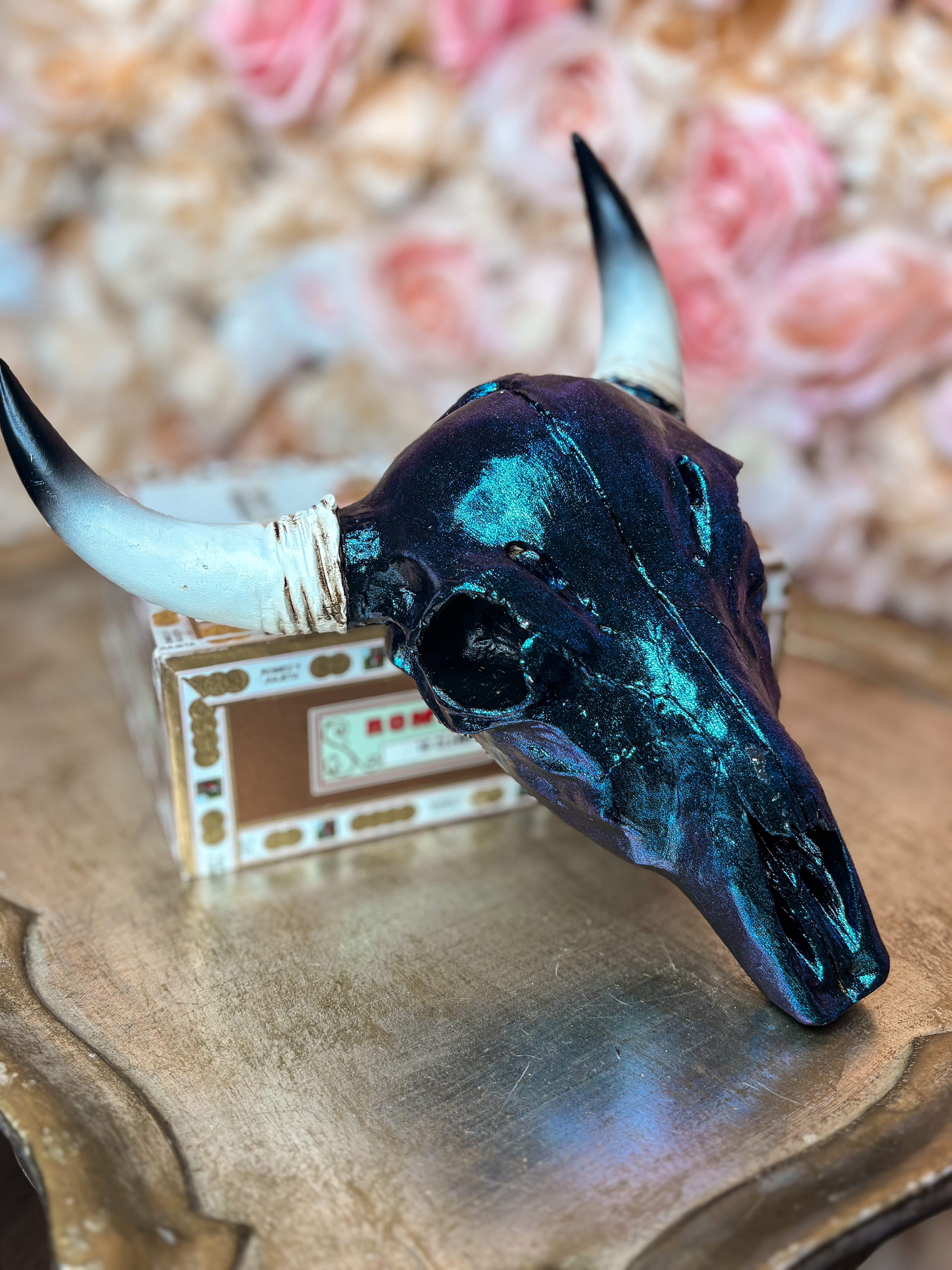 Midnight Teal Wall Skull
