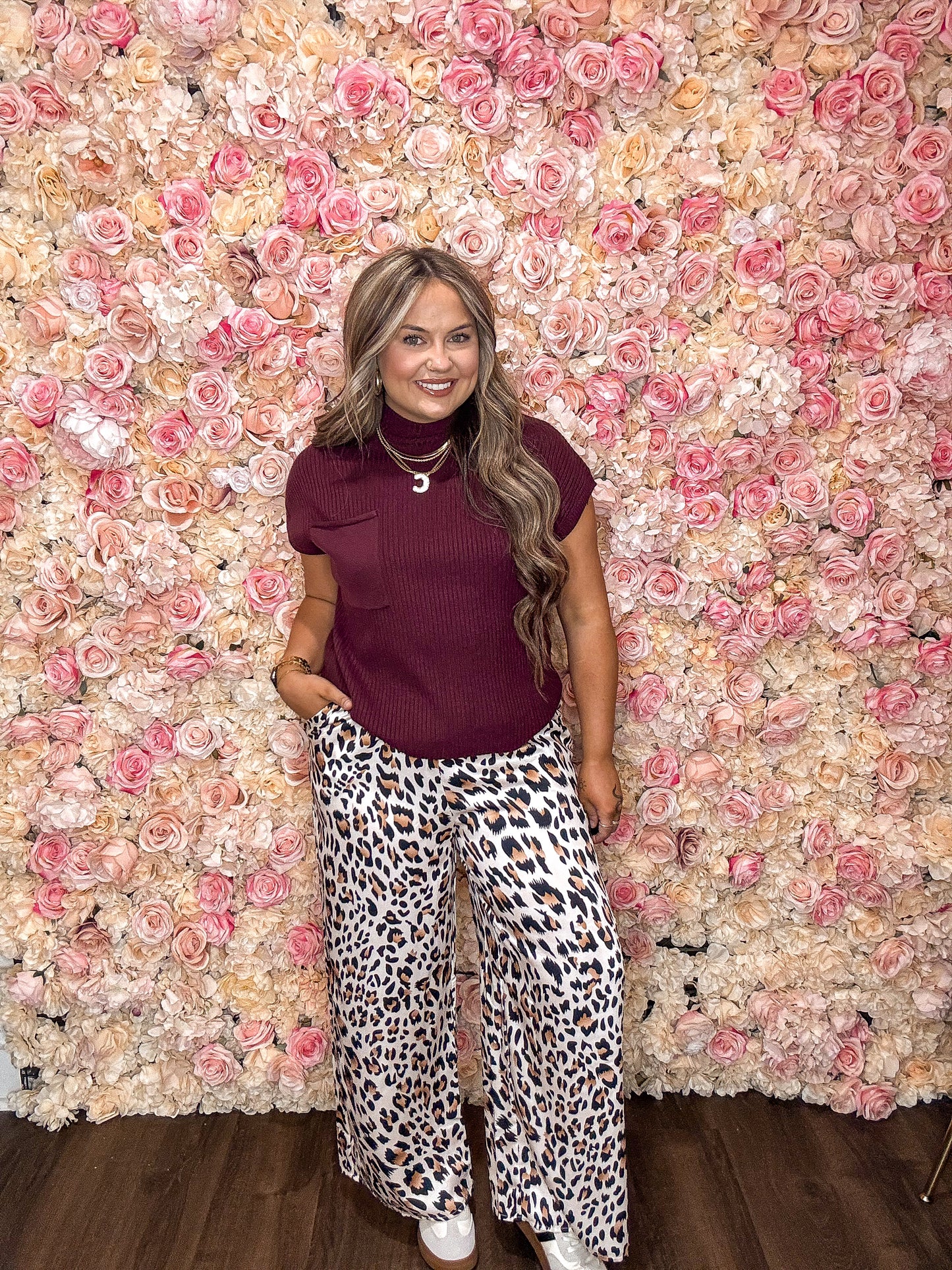 Maroon Patch Pocket Short Sleeve Sweater