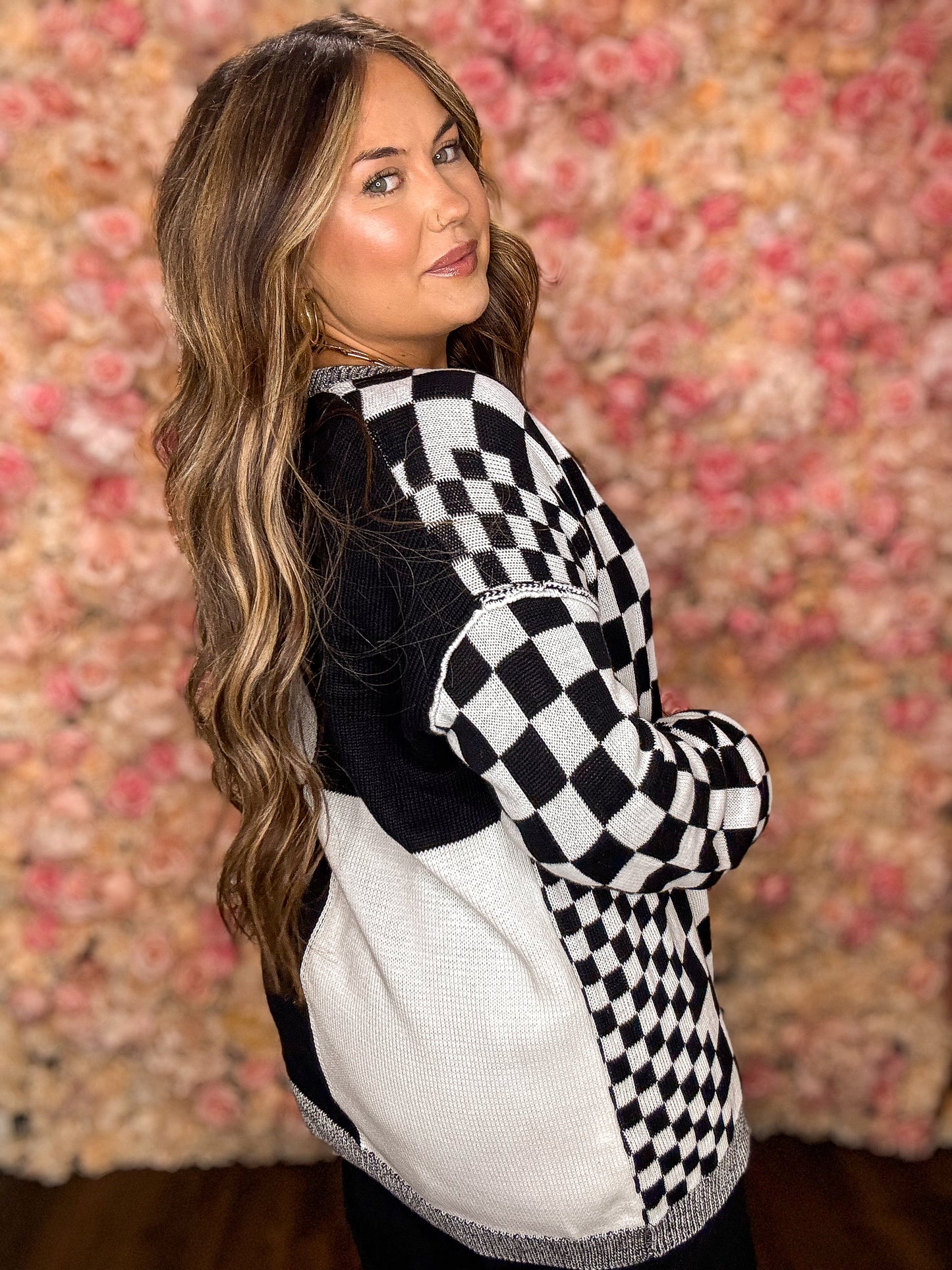 Black Checkered Cardigan