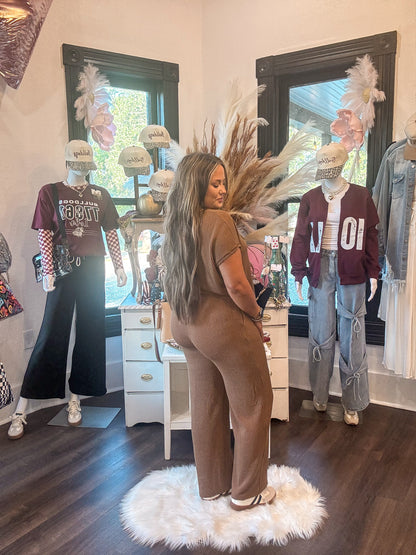 Cocoa Corded Short Sleeve Top and Pants Set