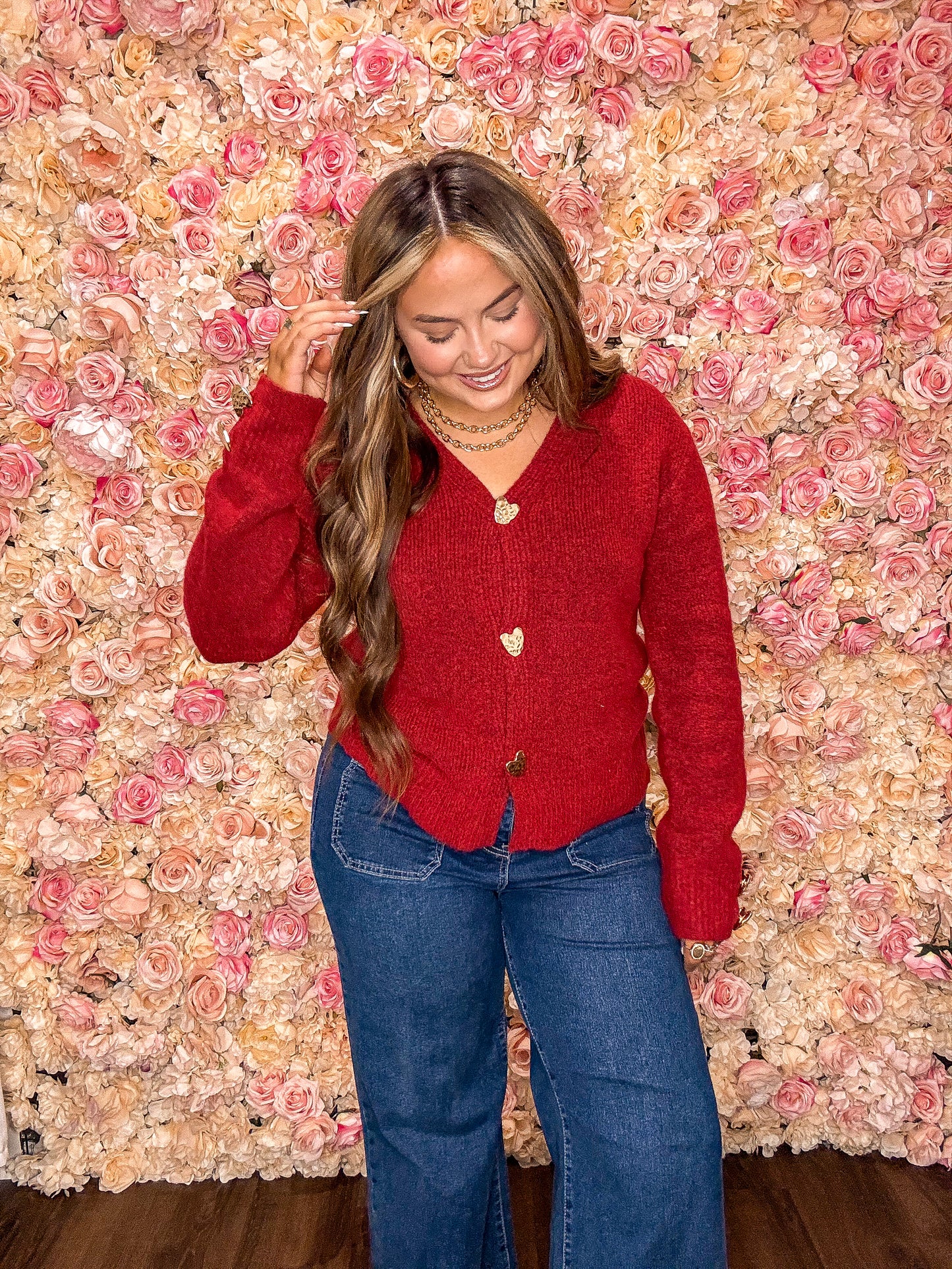 Fiery Red Heart Cardigan