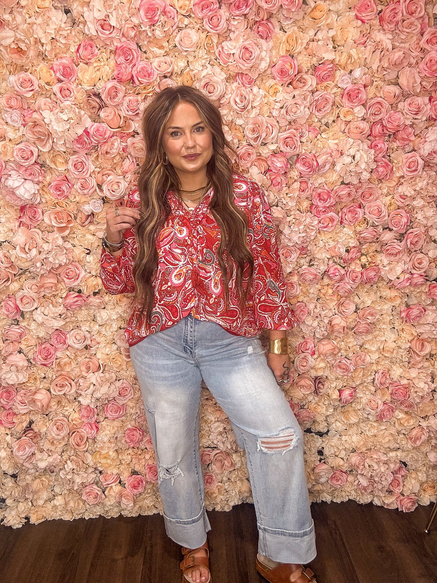 Multicolour Paisley Puff Sleeve Boho Blouse