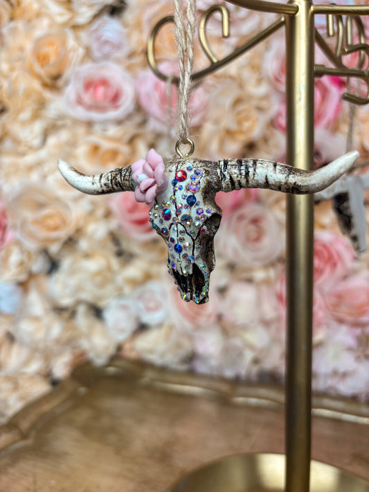 Rose Dust Rodeo Mini Cow Skull