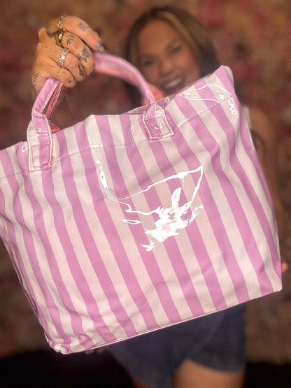 Striped PVC Tote Bags