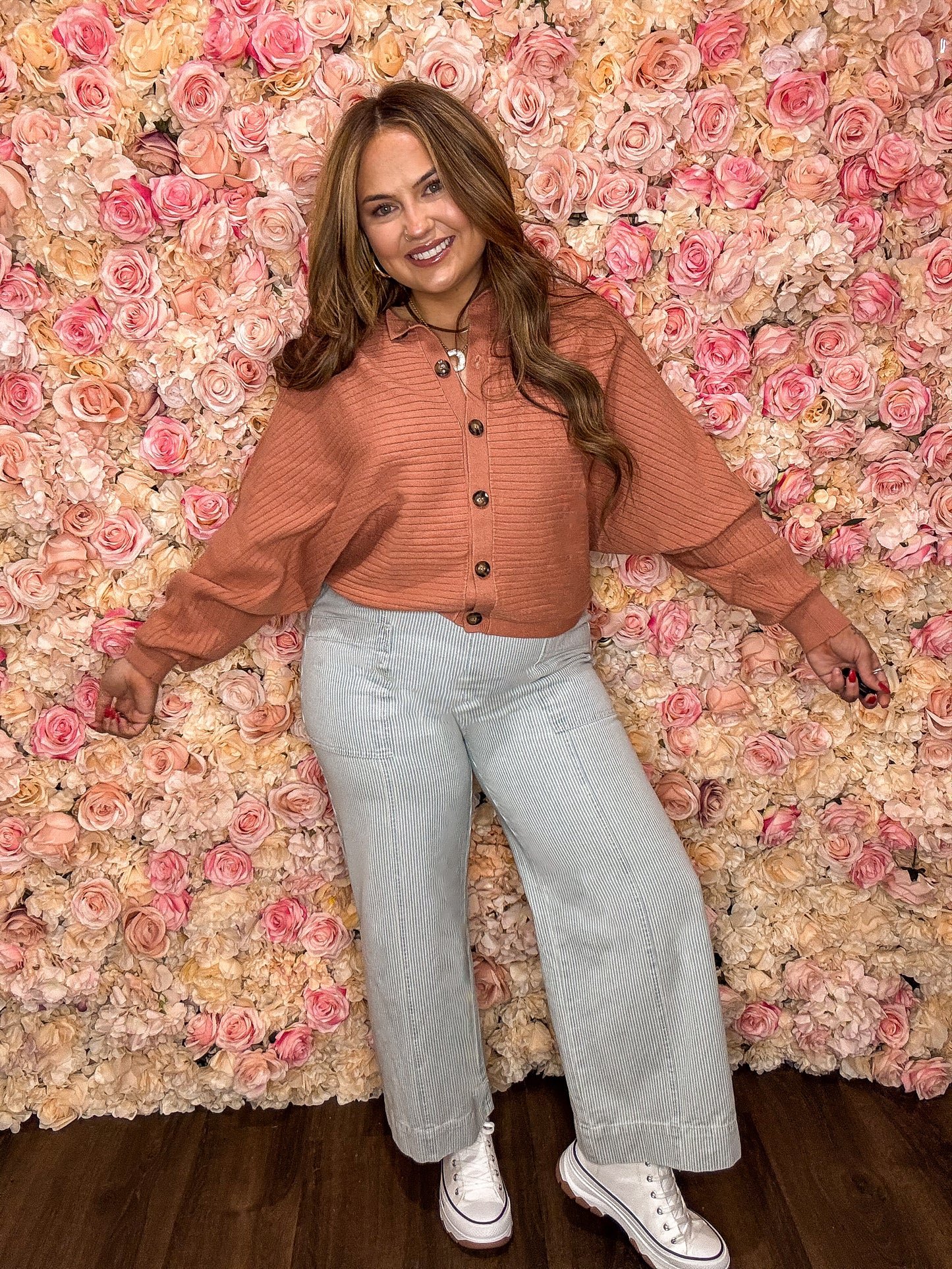 Apricot Pink Dolman Sleeve Sweater Cardigan