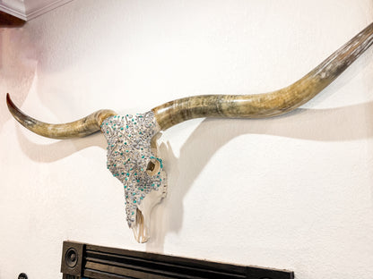 Turquoise Stardust – 70” Longhorn Statement Skull