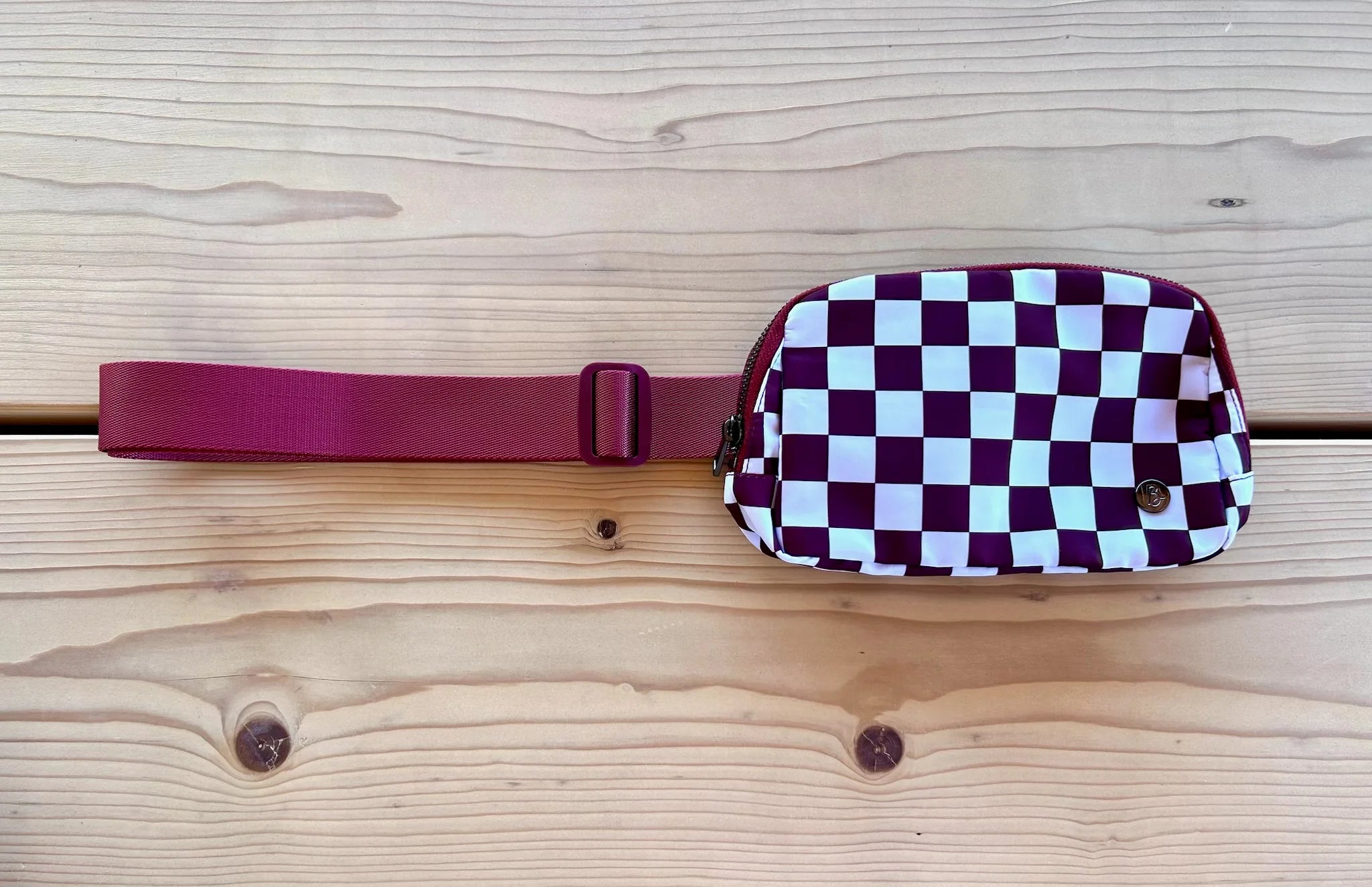 Maroon Checkered Bum Bag