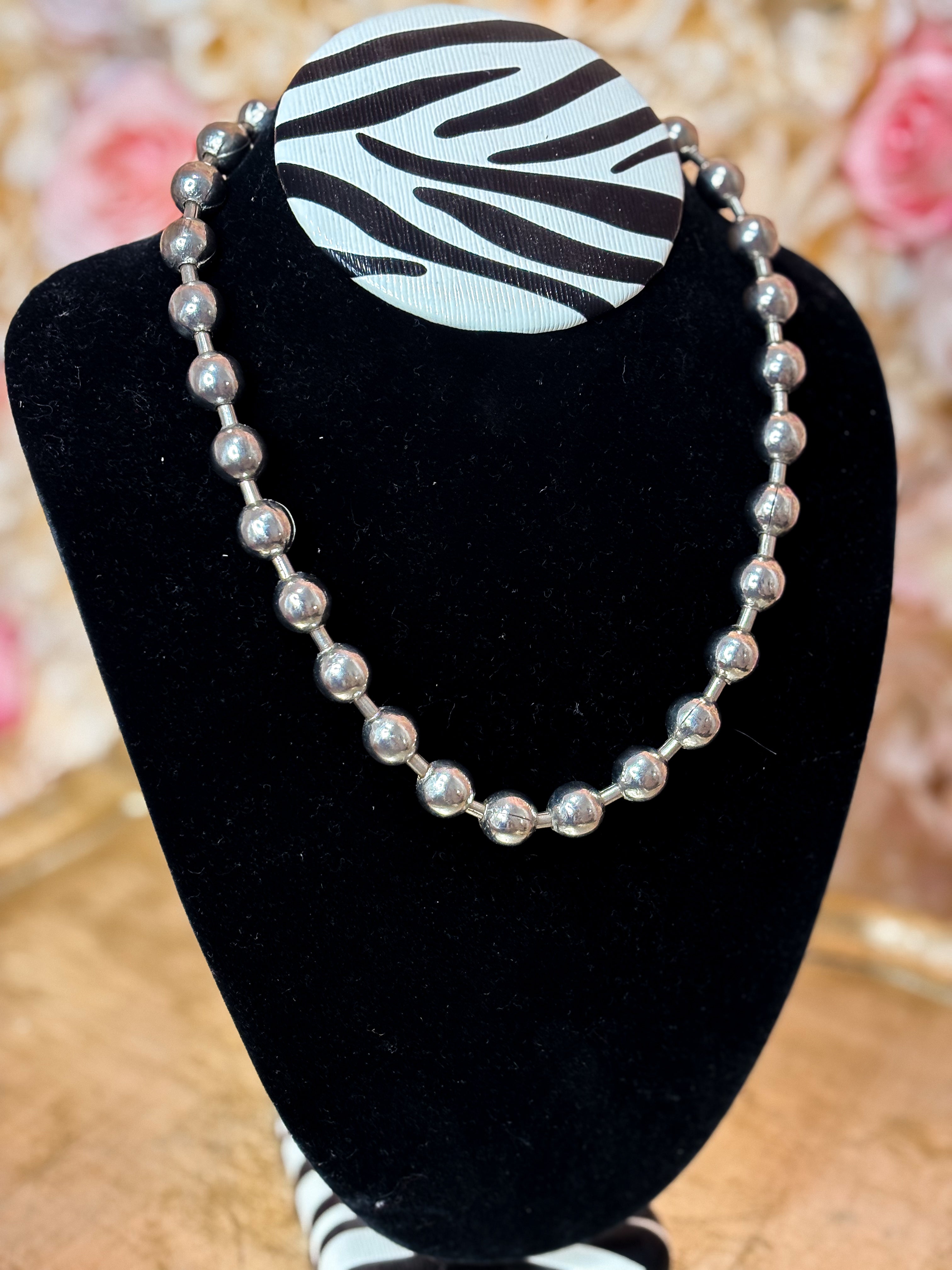 Silver Bead Strand Necklace