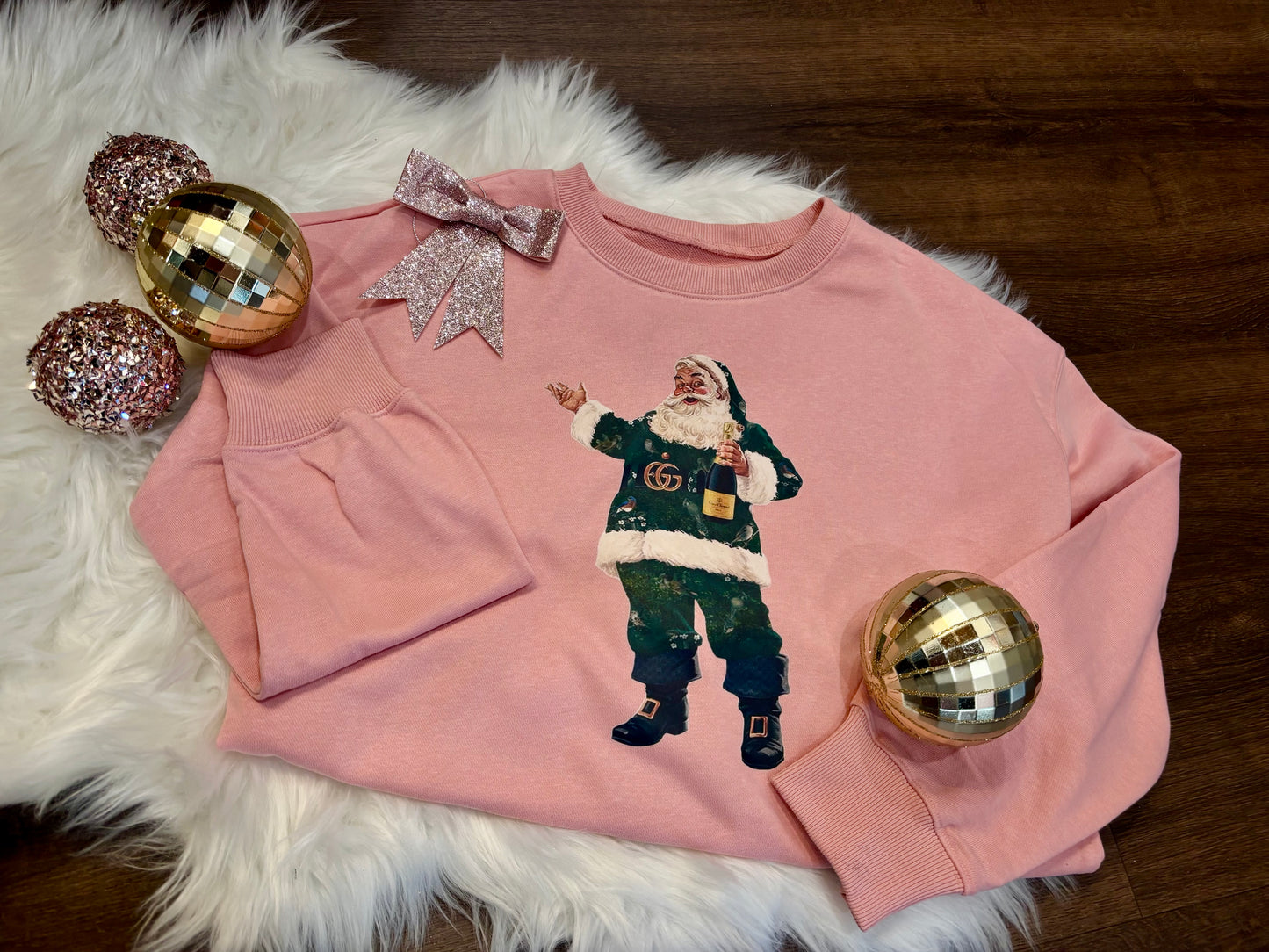 Santa & Champagne Christmas Sweater