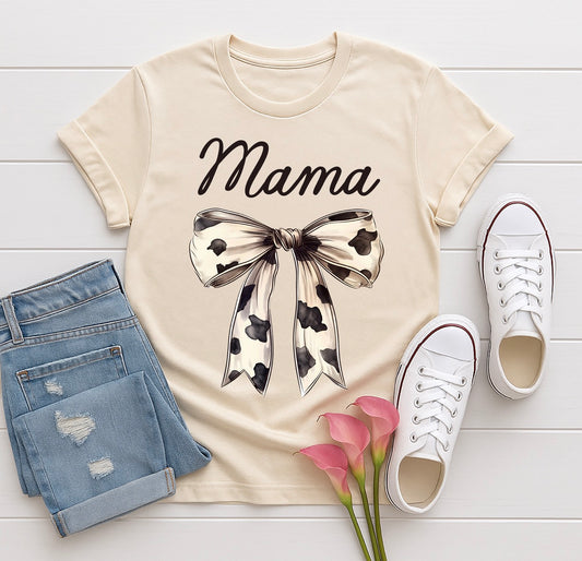 Cow Print Bow Mama Transfer