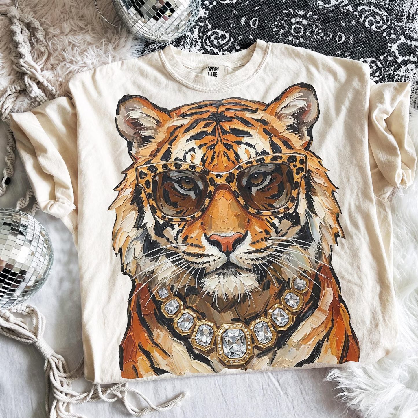 Glam Tiger Mascot Graphic Tee