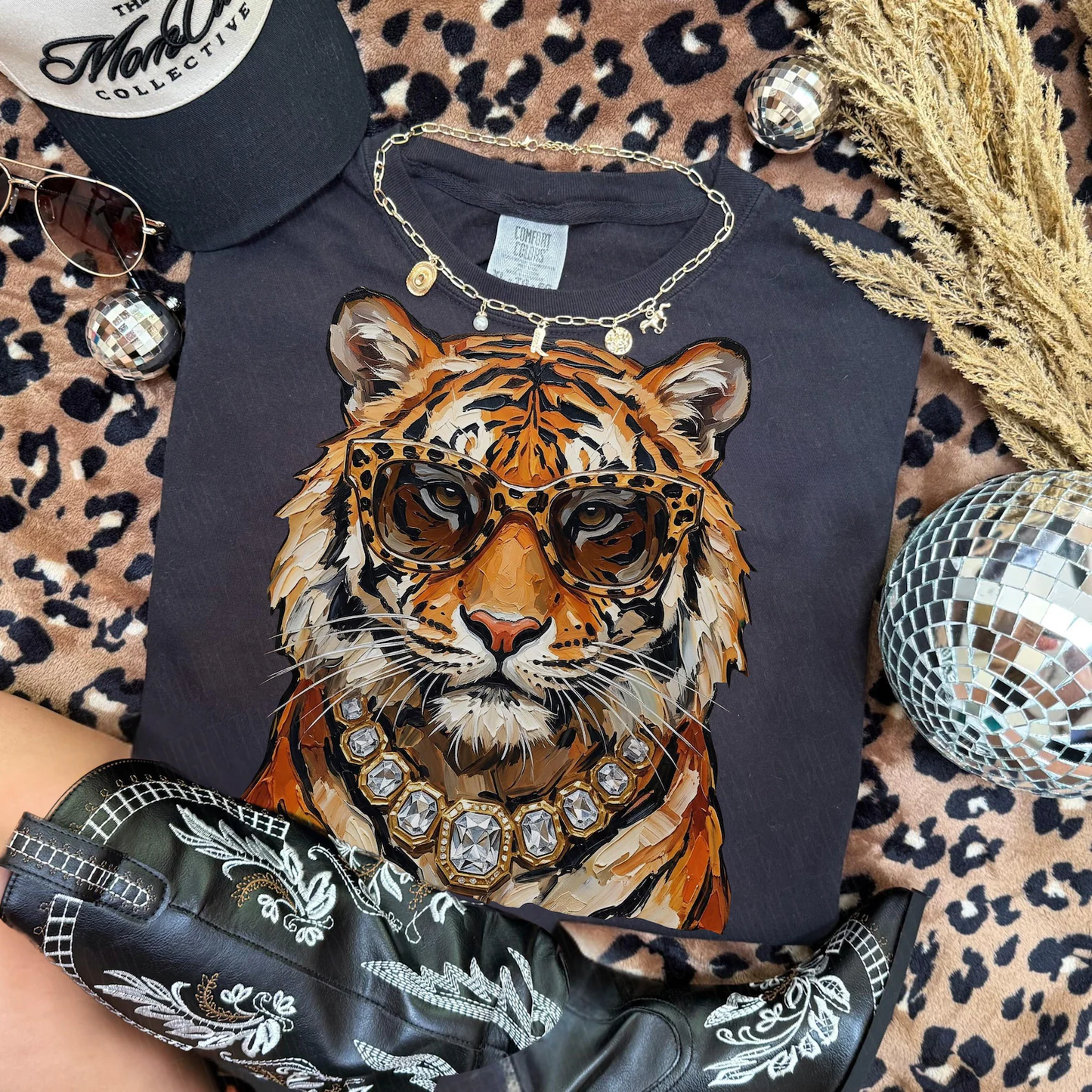 Glam Tiger Mascot Graphic Tee