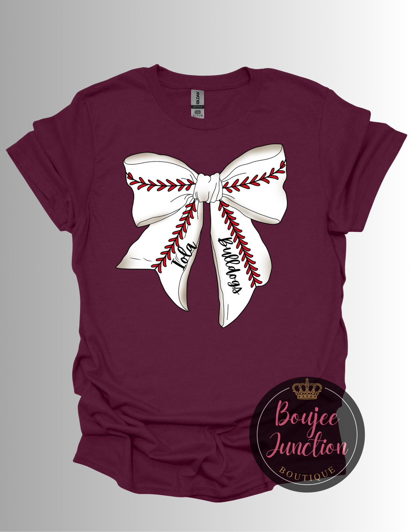 Iola Bulldog Baseball Bow Tee