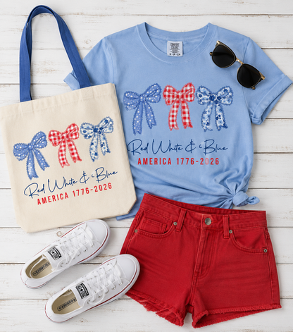 Red, White, and Blue Bow Transfer