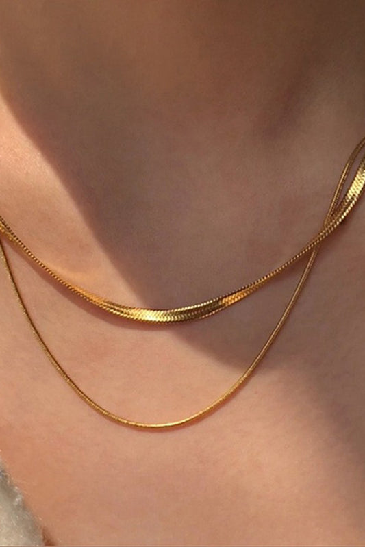 Gold Double Layer Snake Chain Necklace