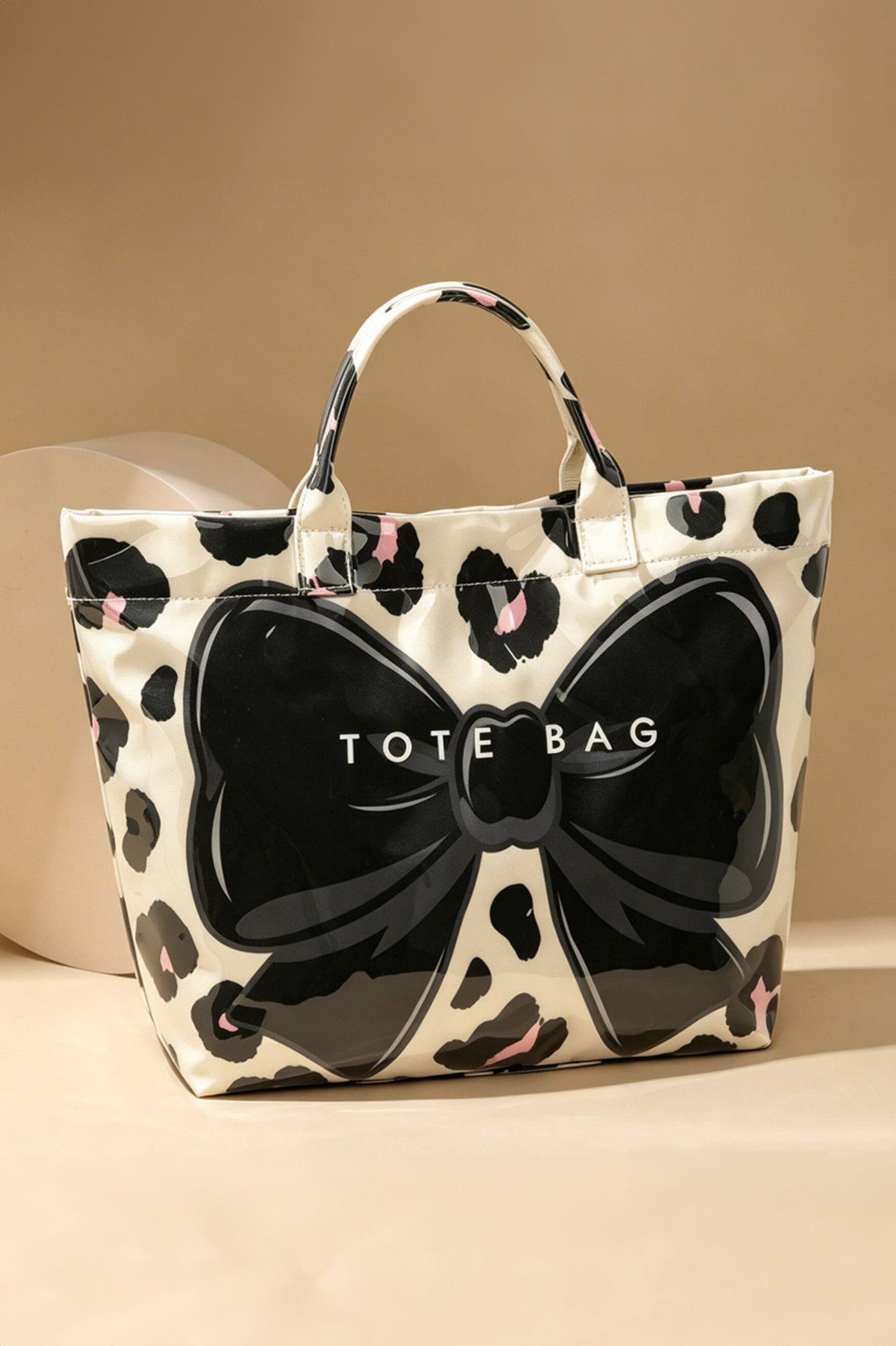 Cheetah Bow PVC Tote Bag