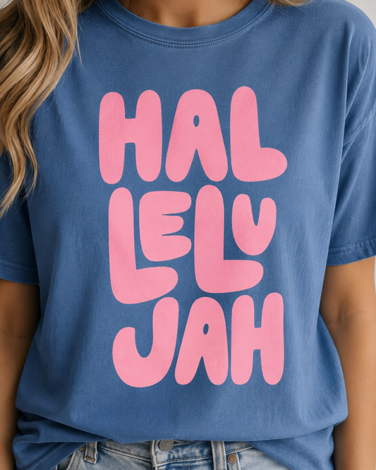 Pink Bubble Hallelujah Graphic Tee
