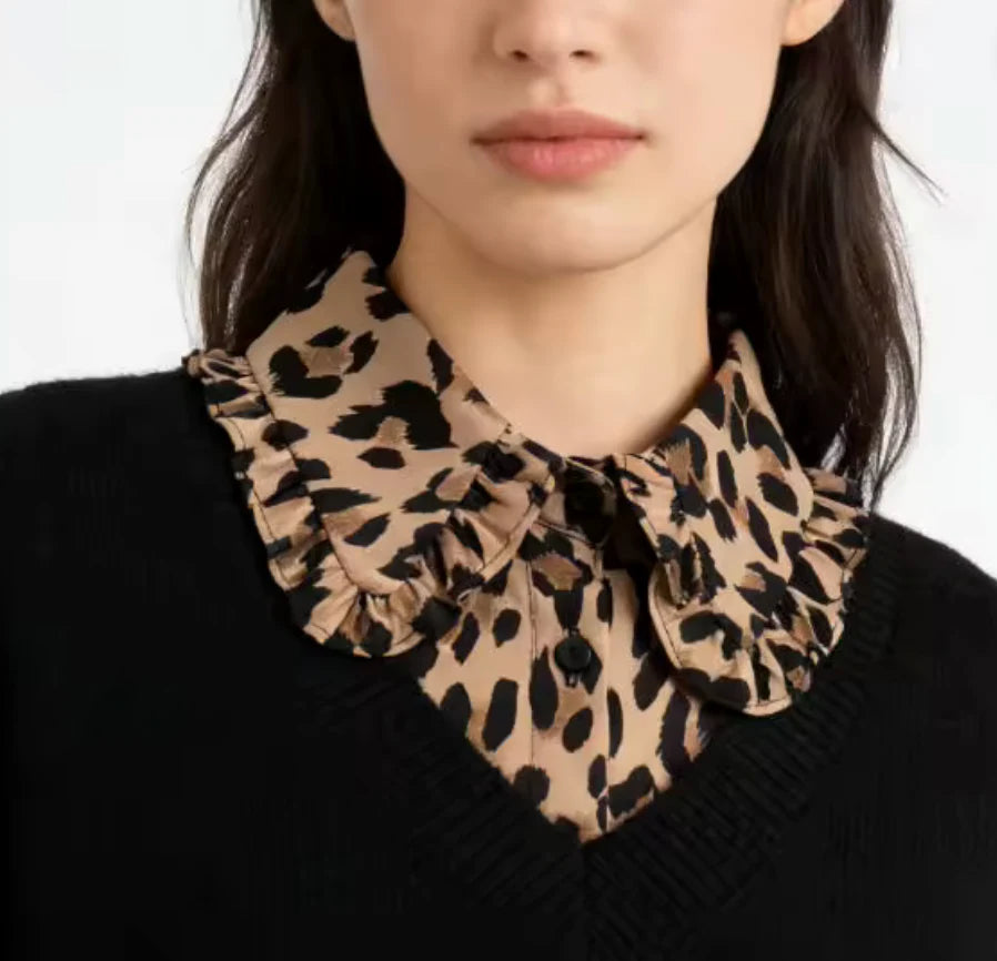 Dickies Leopard Ruffles Faux Collar