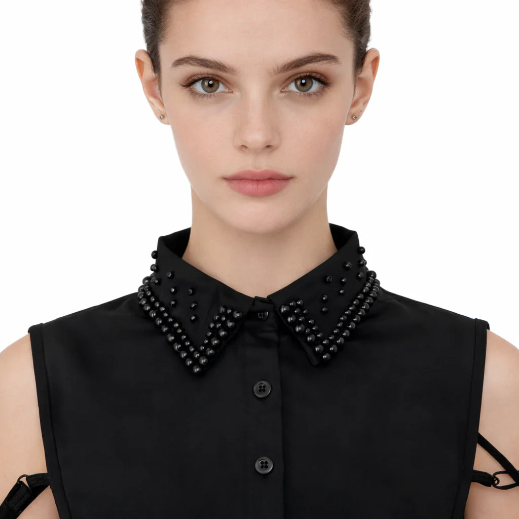 Dickies Black Pearl Studded Faux Collar