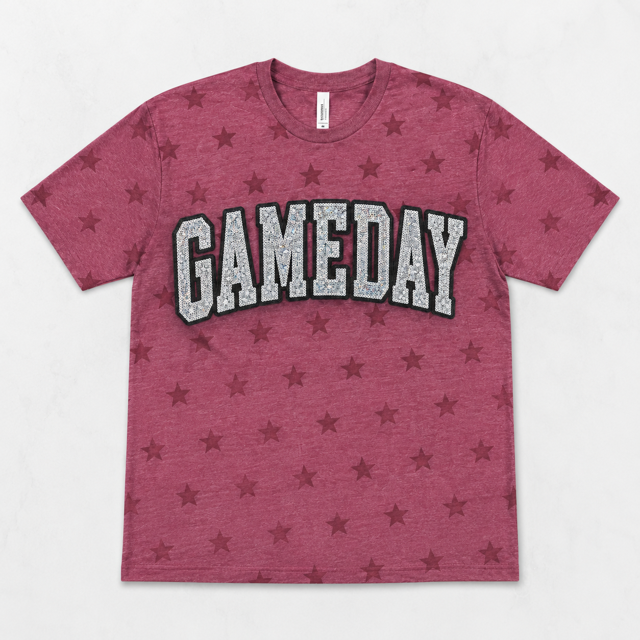Sequin Patch Maroon Star Shirts
