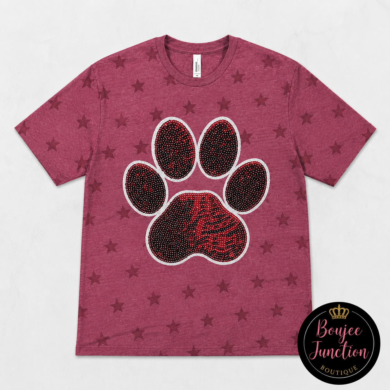 Sequin Patch Maroon Star Shirts