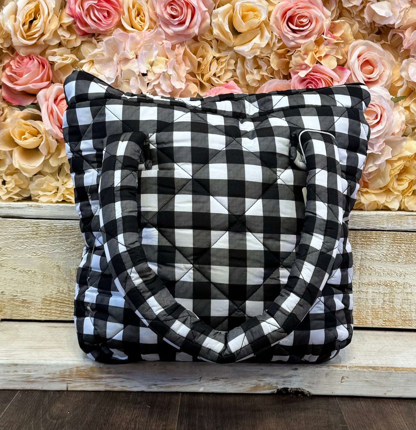 Buffalo Plaid Puffer Tote