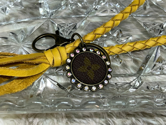 LV Leather Keychain in Yellow