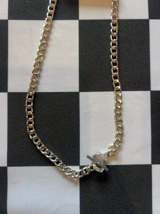 Icon Status Silvertone Toggle Necklace