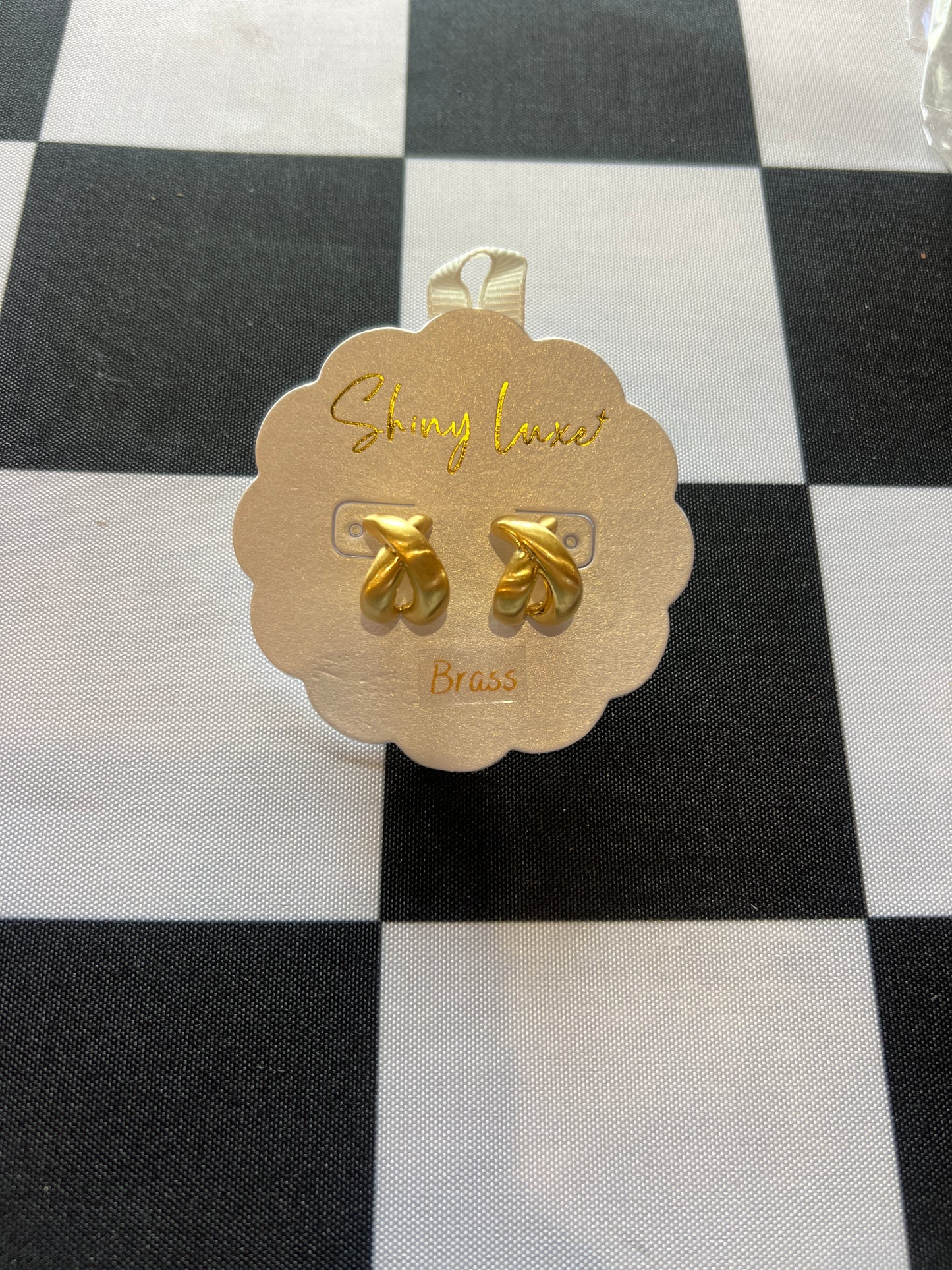 Shiny Luxe Brushed Gold Earrings