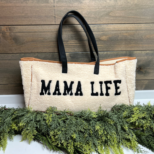 Mama Life Sherpa Tote Bag