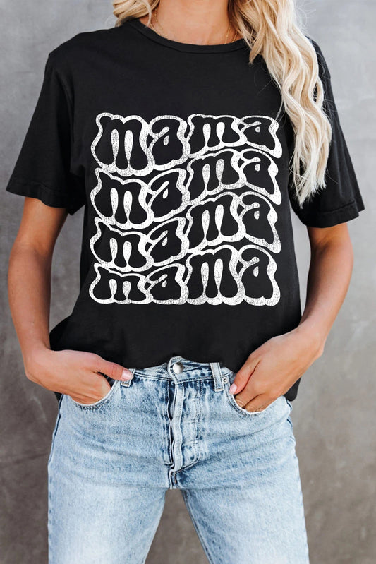 Black Casual Tee with Mama