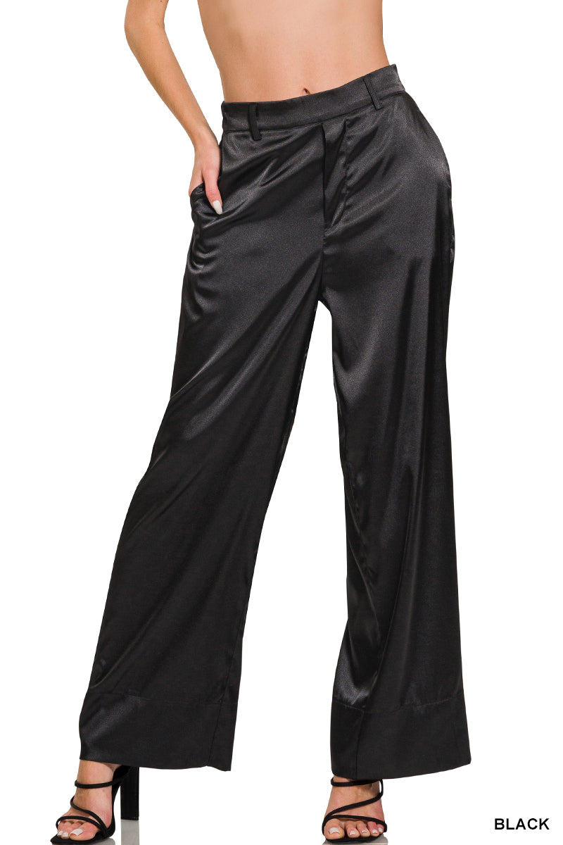 Wide Leg Satin Pants