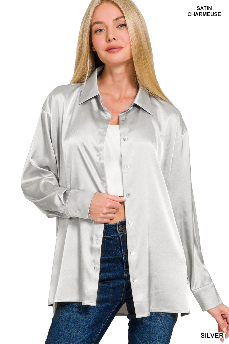 Satin Button Down Shirt