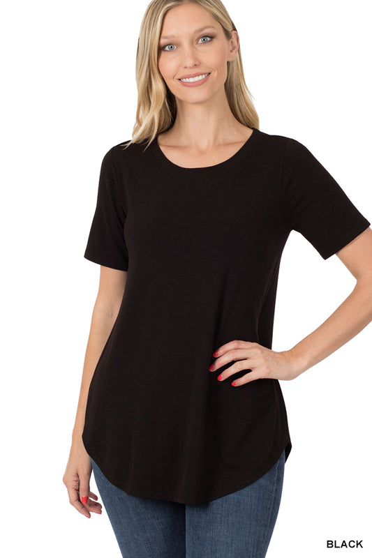 Short Sleeve Round Hem Top