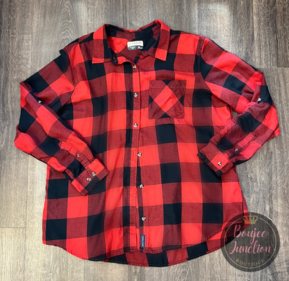 Vintage Red & Black Plaid Flannel with Dust Bag