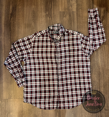 Vintage Red, Black & White Plaid Flannel with Dust Bag