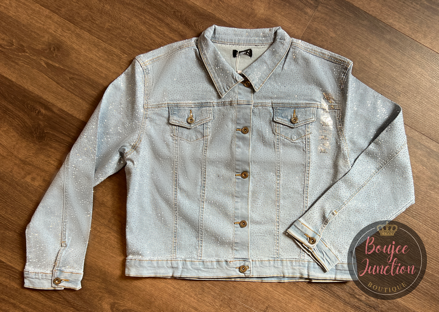 Light Wash Sparkle Denim Jacket