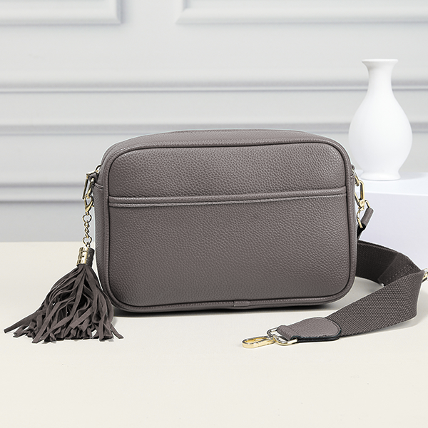 Pebble Leather Crossbody in Grey