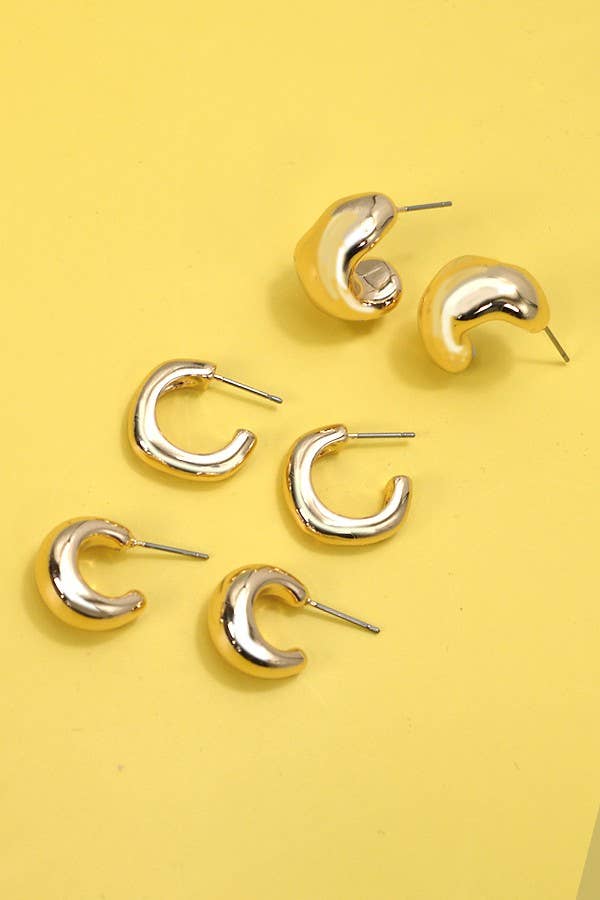 Bubbly Mini Huggie Hoop Trio Earrings