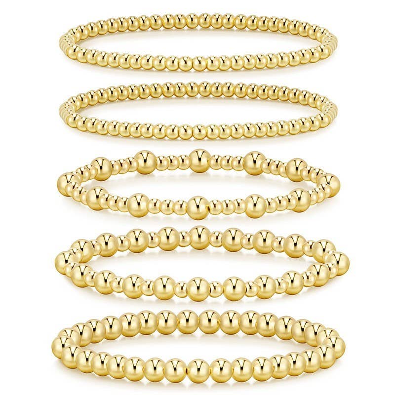Multi Layer Gold Beaded Bracelet Stack