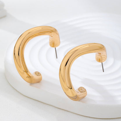 Gold U-Shape Hoop Earrings
