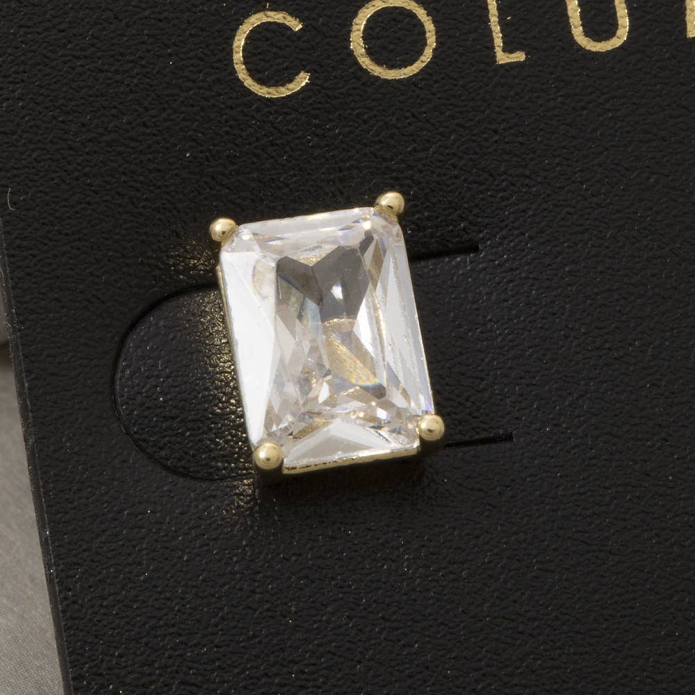 Large Emerald Cut Stud Earrings