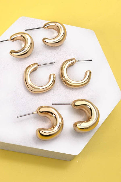 Bubbly Mini Huggie Hoop Trio Earrings