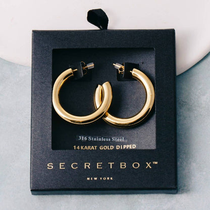Large Chunky Tube Hoop Earrings