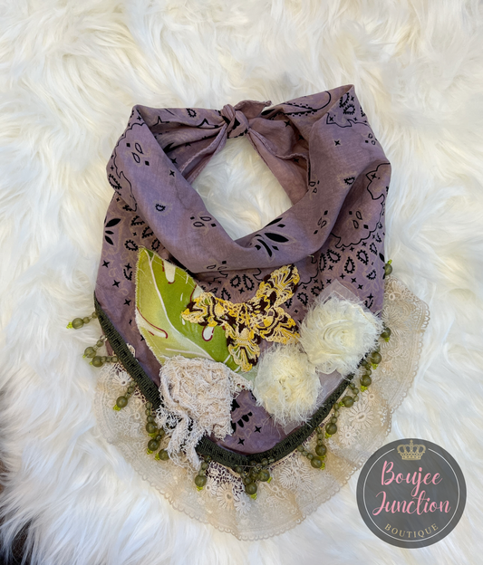 Lavender Wild Rag with Lace & Beads