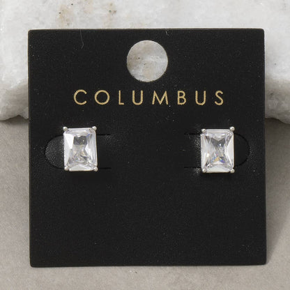 Large Emerald Cut Stud Earrings