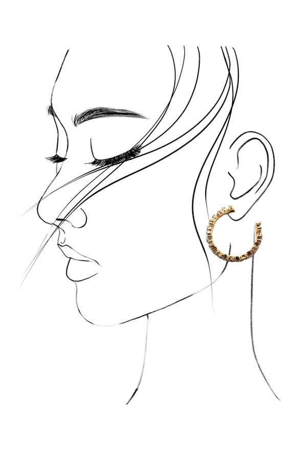 Baguette Rhinestone Hoop Earrings