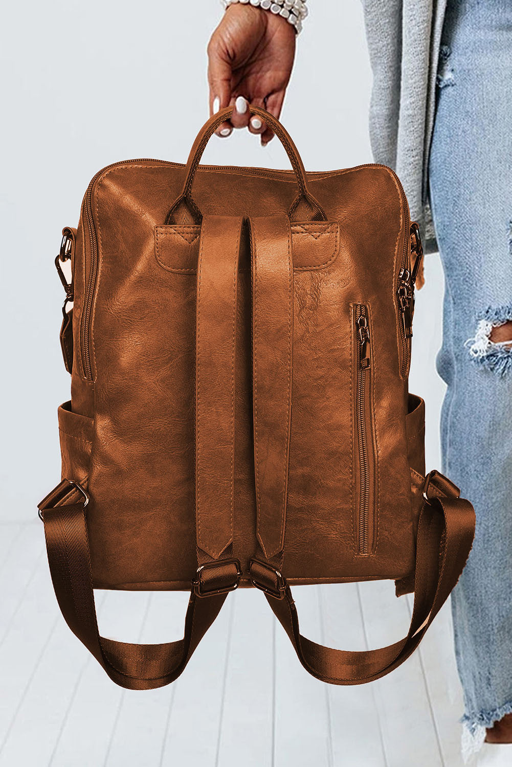 Brown Retro Leather Backpack