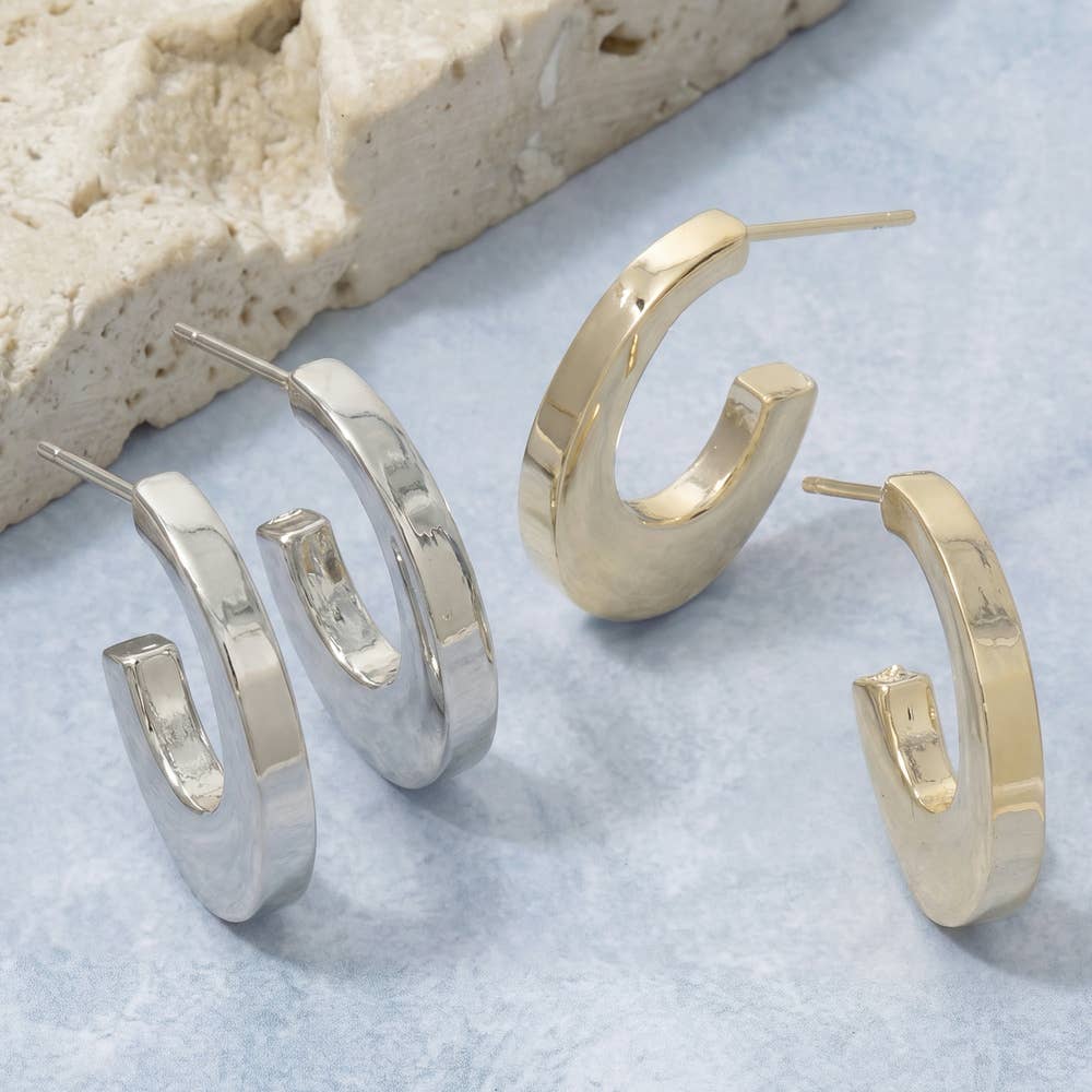 Chunky Gold Square Tube Hoop Earrings