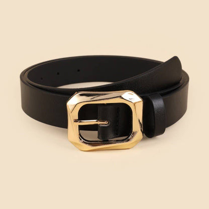 Textured Gold Buckle Leather Belts